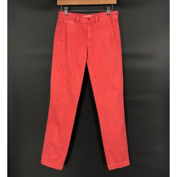 Anthropologie Women's Chino Relaxed Fit Tapered Pants Size 26 Salmon Pink Preppy - Picture 1 of 10